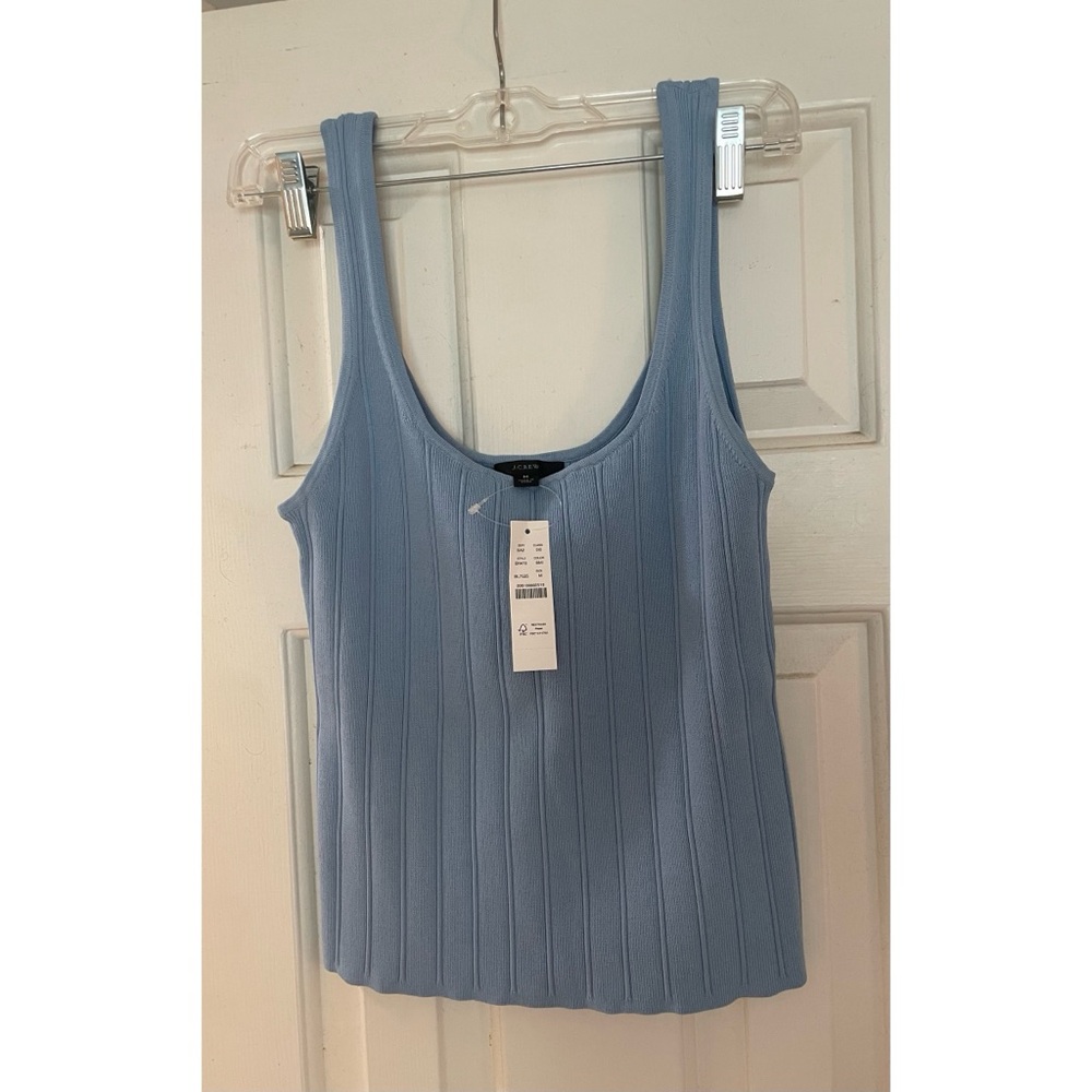 J. Crew Blue Ribbed Fitted Tank Top
